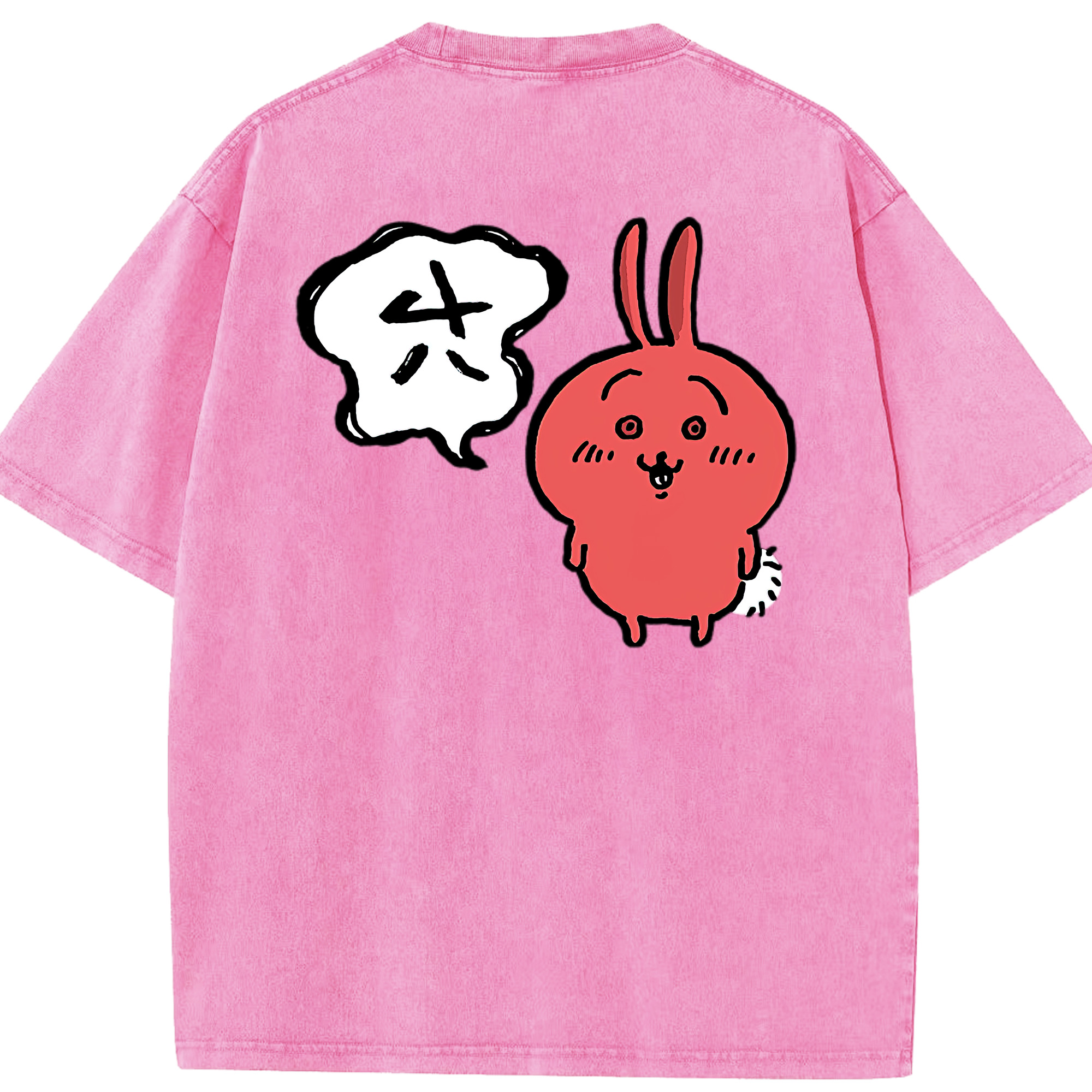（画像用） ちいかわ ハチワレ Chii-kawa hachiware 綿100% ヴィンテージ風 半袖Tシャツ（背面プリント）